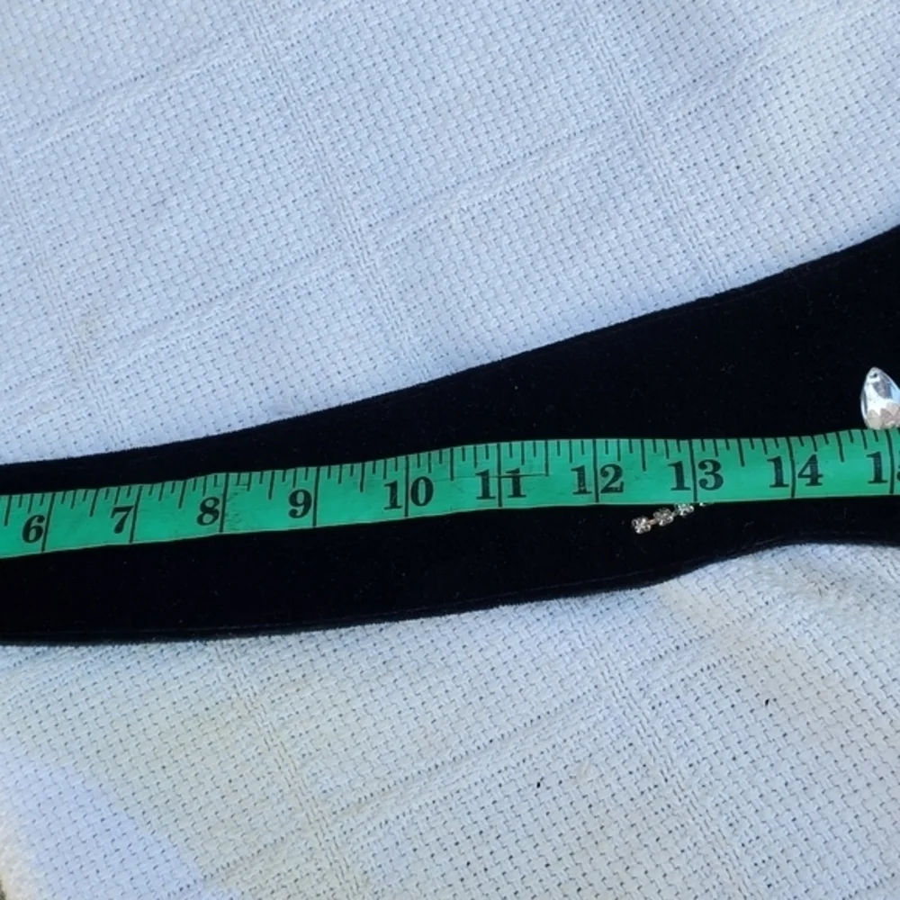 Vintage BlackVelvet Wide 80s bling belt‎ L